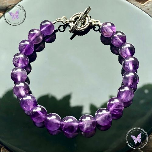 Amethyst Healing Bracelet With Silver Toggle Clasp